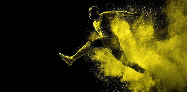 MelBet spor bahisleri – futbolcu atlayış anı